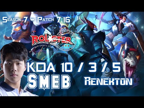 KT Smeb RENEKTON vs JARVAN IV Top - Patch 7.16 KR Ranked