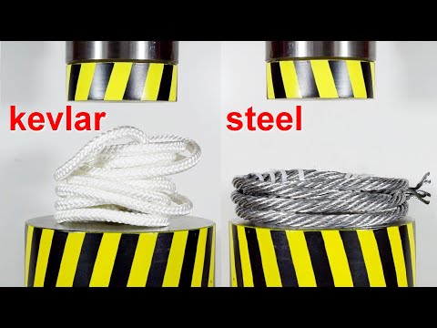 Hydraulic press vs ropes made of different materials  Kevlar vs Steel