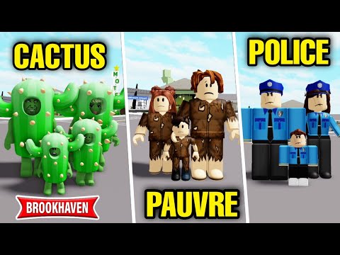 FAMILLE CACTUS VS FAMILLE PAUVRE VS FAMILLE DE POLICIER ! BROOKHAVEN RP - ROBLOX