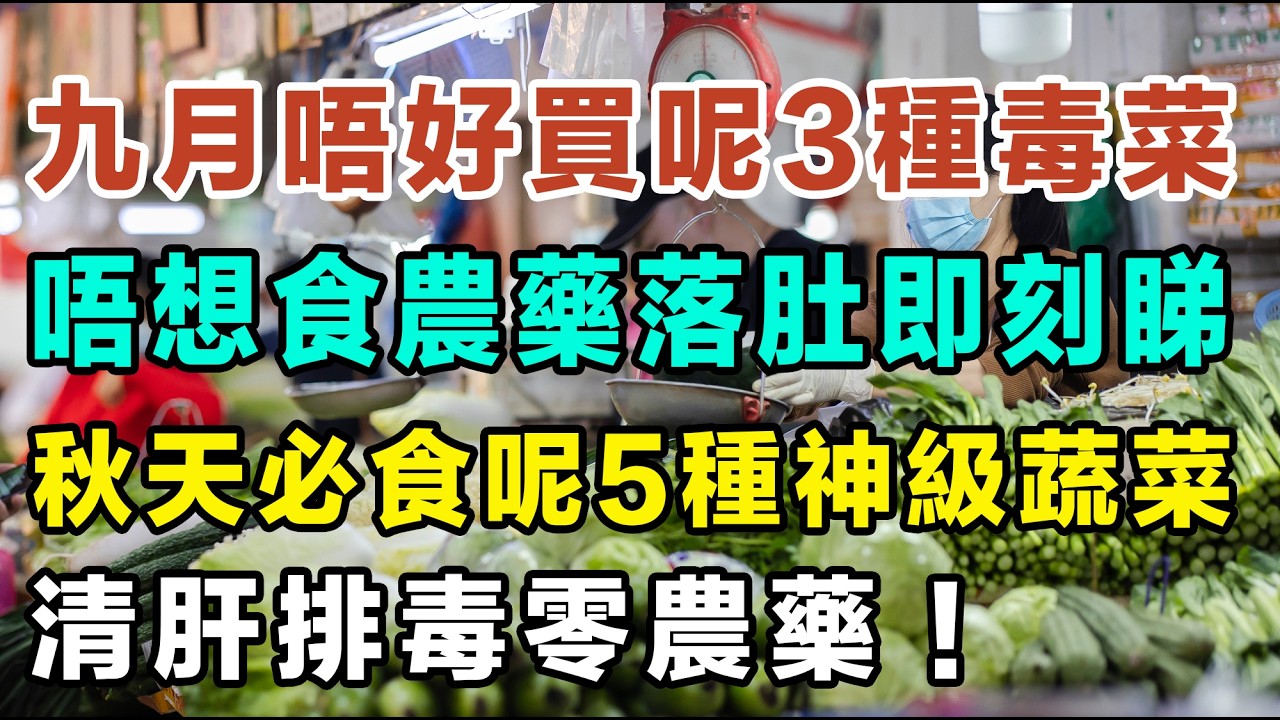 九月千萬唔好買呢3種毒菜！蟲咬過嘅菜真係冇農藥？拆解買菜迷思！教你揀秋天5大零農藥當造菜，食完降糖又護胃！#街市買餸 #蔬菜農藥殘留 #無農藥蔬菜 #降血糖飲食 #九月時令蔬菜