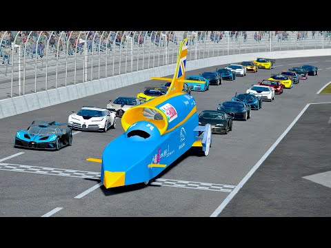 SSC Bloodhound vs Bugatti Hypercars MEGA Drag Race at 24 KM Straight Road