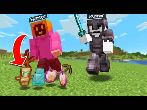 Minecraft Manhunt But The Hunter Secretly Drops OP Loot!