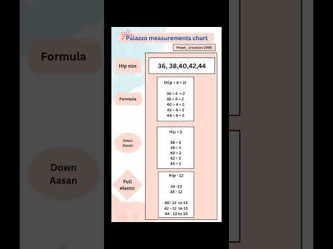 Palazzo Hip Size Measurements Chart by @preetisaini1095 #youtube #sewing #subscribe #insta
