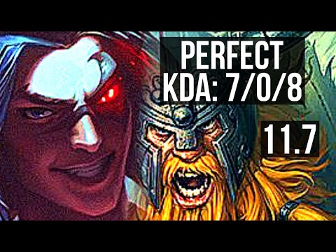 KAYN vs OLAF (JUNGLE) | 7/0/8, 800+ games, 1.0M mastery, Godlike | NA Grandmaster | v11.7