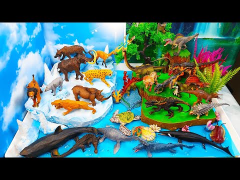 Learn ICE AGE Animals and DINOSAURS- DIY  prehistoric animals Diorama-Animals names