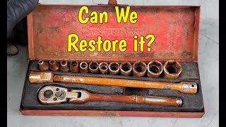 Vintage Snapon Tools 1/4" Ratchet / Socket Set and Box KRA-229 Restoration