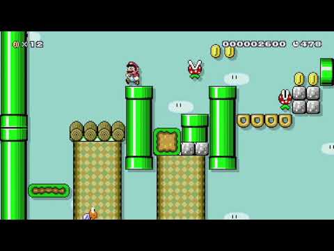 Vertical Bros. W1-2 by Carlos (: - Super Mario Maker - No Commentary 1bq