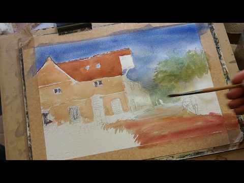 Thumbnail of Artist Painting, Flatford Mill. Watercolour demonstration. Thumbnail of Artist Painting, Flatford Mill. Watercolour demonstration.
