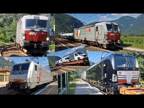 TRENO MERCI TRASPORTO FURGONI CON E191 011 CFI IN 30 MINUTI A BORGHETTO SULL'ADIGE,LINEA VR BRENNERO