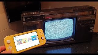 Nintendo Switch Lite on a 1984 Panasonic Boombox