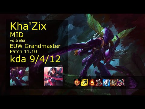 Kha'Zix vs Irelia Mid - EUW Grandmaster 9/4/12 Patch 11.10 Gameplay