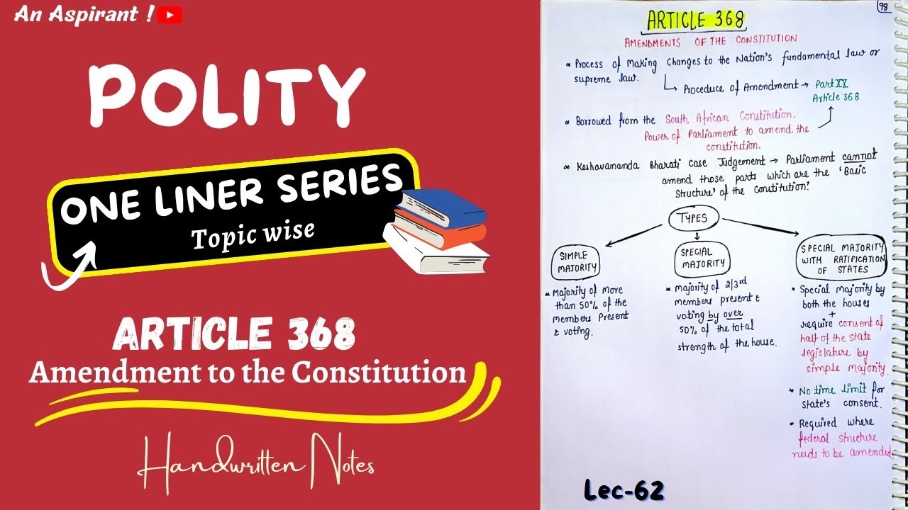 Video explaining the amendment of the Constitution of India under Article 368