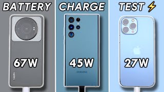 Xiaomi 12S Ultra vs Samsung S22 Ultra vs iPhone 13 Pro Max Charging Speed Test