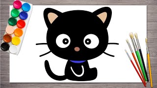 How to Draw Black Cat Easy | Chococat Drawing Tutorial | Black Cat Drawing