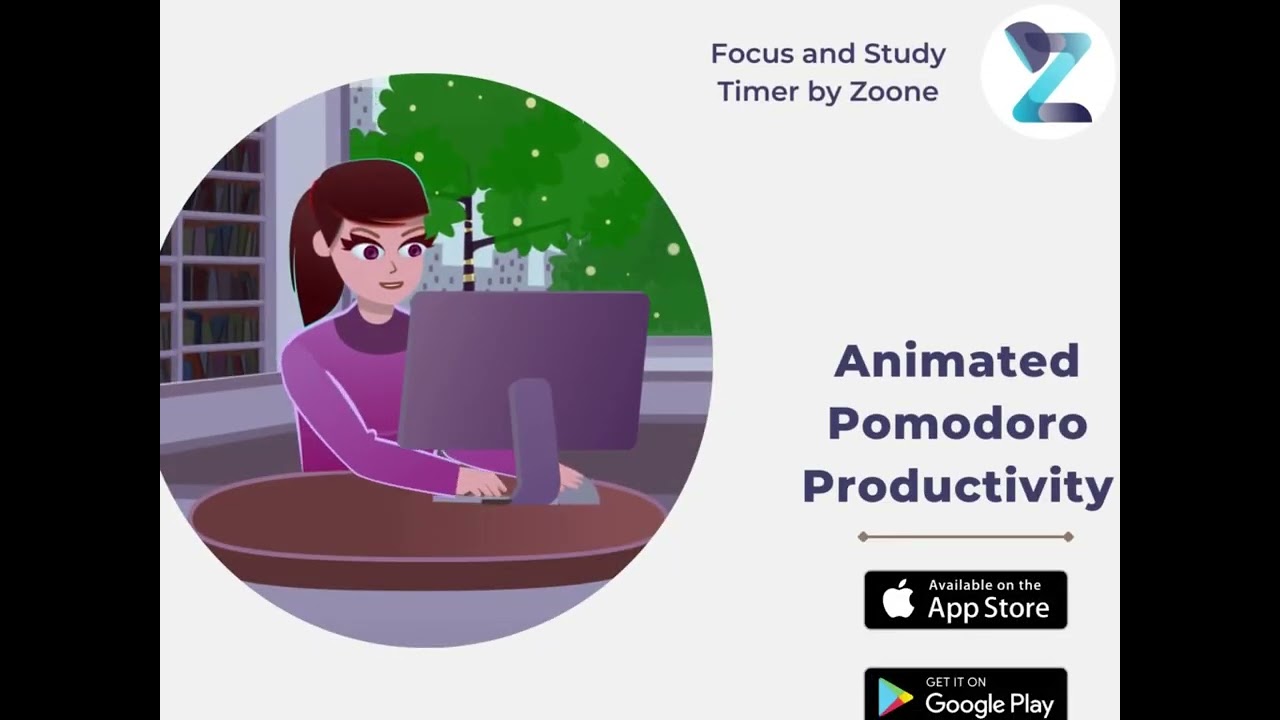 Focus and Study Timer by Zoone | Animated Pomodoro Productivity