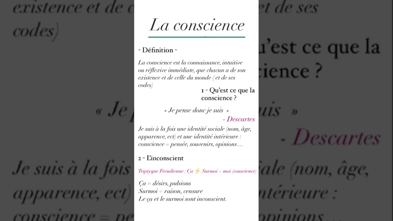 La conscience (fiche révision)