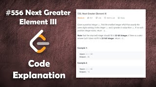 YouTube video 'Next Greater Element III | Live Coding with Explanation | Leetcode #556'