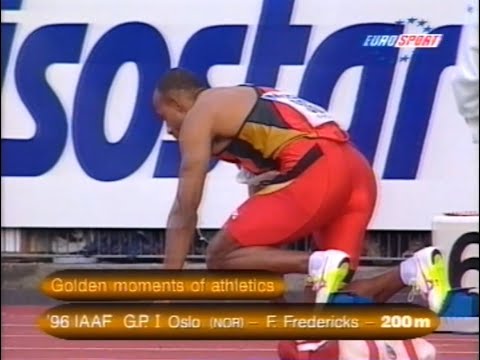 1996 GP Oslo Frankie Frederiks beats Michael Johnson 200 meters