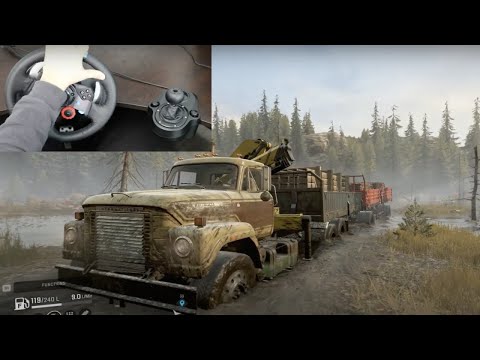 Transporting an oversized construction trailer - SnowRunner | Logitech g29 gameplay