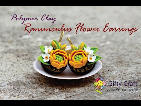 DIY CLAY EARRINGS | POLYMER CLAY EARRINGS | RANUNCULUS FLOWER EARRINGS | HOW TO MAKE CLAY EARRINGS