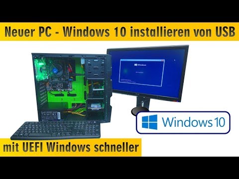 Neuer PC Windows 10 installieren von USB - UEFI-Bios einstellen - Windows schneller machen - [4K] Video