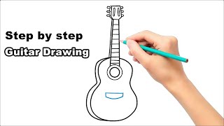 Easy Guitar Drawing in 10 Steps Drawing Tutorial