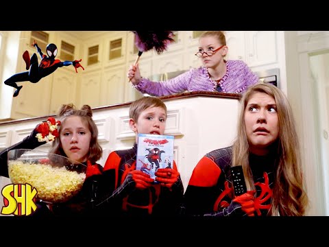Escape the Babysitter! Noah's Spider-Man: Into The Spider-Verse Movie Night Showdown | SuperHeroKids