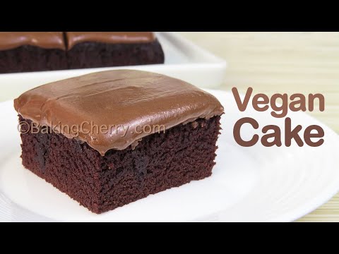 CREAMY AND MOIST VEGAN CHOCOLATE CAKE | No Eggs, no butter, no milk | Easy Dessert | Baking Cherry