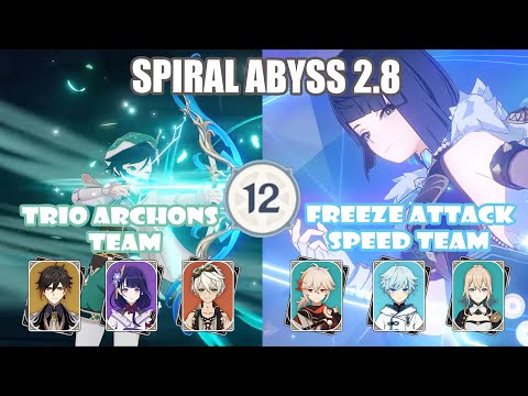 Trio Archons and PYRO Archon? and Freeze Attack Speed Team | Spiral Abyss 2.8 - Floor 12 9-Stars
