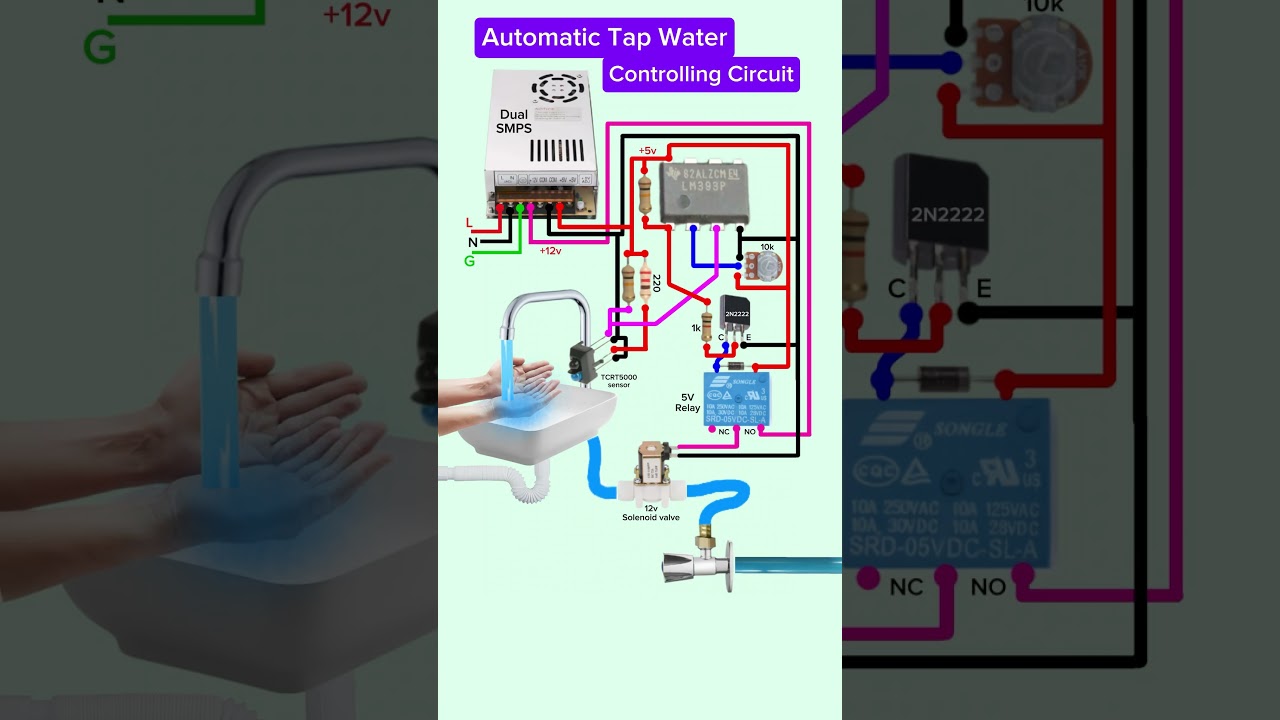 🚰 Automation Tap Water💧 Controlling Circuit | IR Sensor And Solenoid Valve DIY #shorts #tech #diy