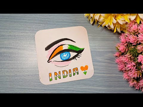 How to draw Independence day art 🇮🇳/ Indian Independence Day Special drawing/ Tricolour eye drawing