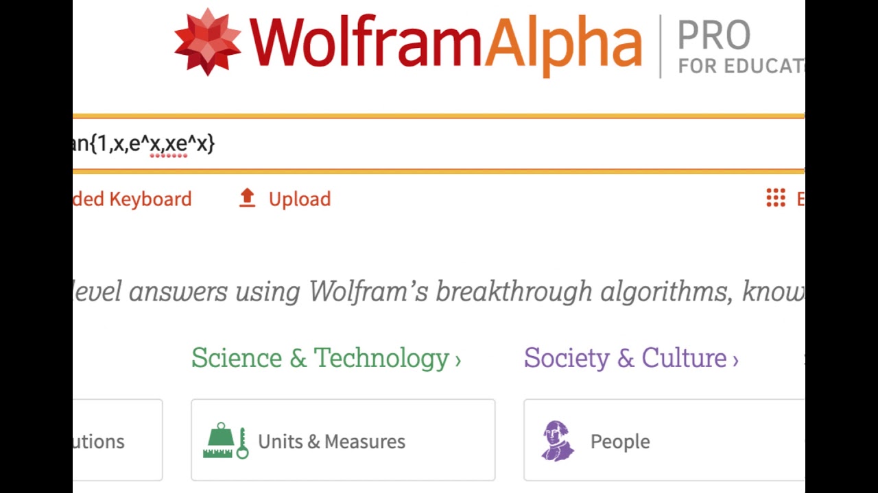 Computing the Wronskian with WolframAlpha.com