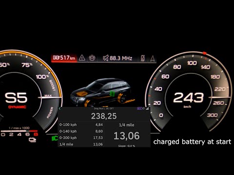 Audi Q7 60 TFSIe acceleration 0-60 mph 0-100-200 km/h top max speed GPS 1/4 mile Q8 PHEV