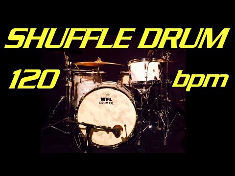 Shuffle Drum 120 bpm. Drum Track for Blues or Booguie. Shuffle Drum Beat. Swing Drum.