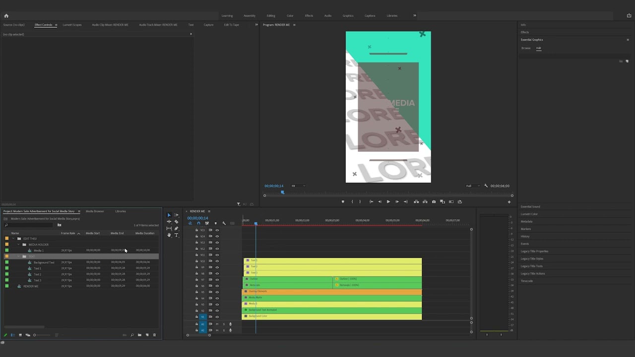 How to edit the Modern Sale Advertisement for Social Media Stories in Premiere Pro
