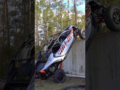 2025 CanAm Maverick R 4 seater crawls up a shipping container! #canam #maverickr #utv #offroad
