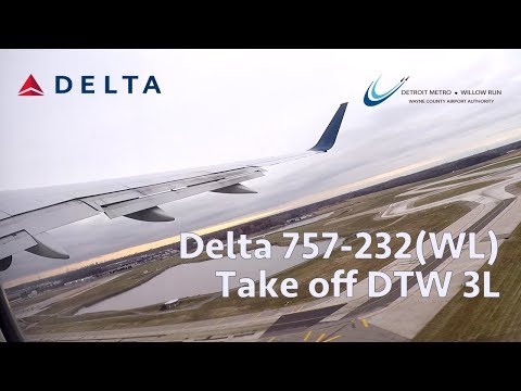 Delta 757-232(WL) [N6711M] | Take off from DTW RW 3L | GoPro Video