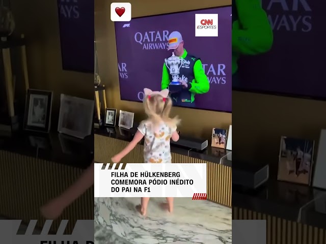 Filha de Hülkenberg comemora pódio inédito do pai na Fórmula 1 | CNN ESPORTES