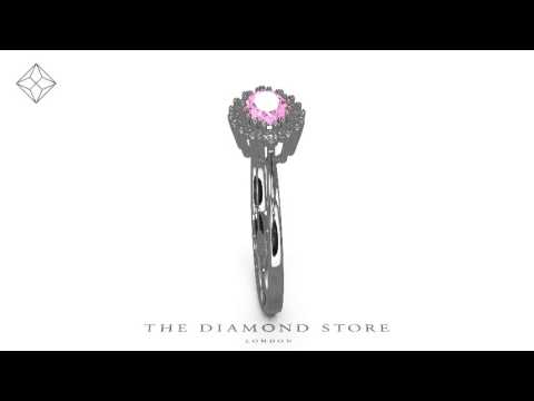 FET21-RUY - 18K White Gold Diamond and Pink Sapphire Ring 0.14ct