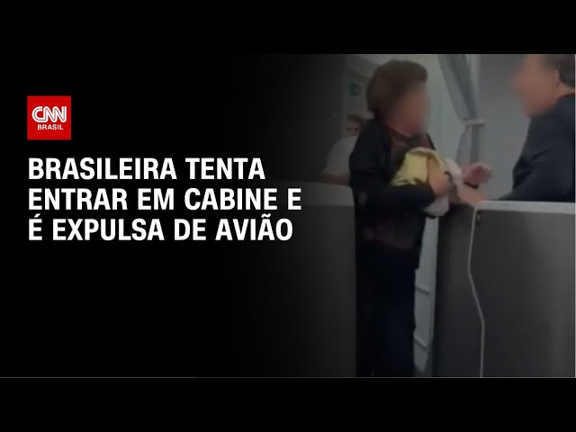 Confusão em voo da American Airlines: brasileira tenta entrar em cabine | LIVE CNN