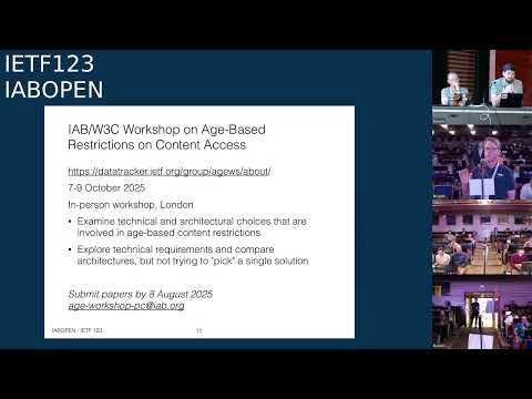 IETF 123: IAB Open Meeting (IABOPEN) 2025-07-23 09:30
