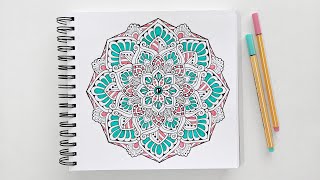 How to draw Mandala Art for beginners | Easy colorful Mandala | Doodle/Zentangle drawing