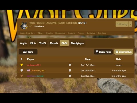 WolfQuest AE Speed run %Die (00:00:17.150) 2nd place