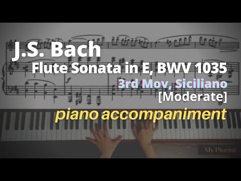 Bach - Sonata in E for Flute and Continuo, BWV 1035, 3rd Mov: Piano Accompaniment [Moderate]