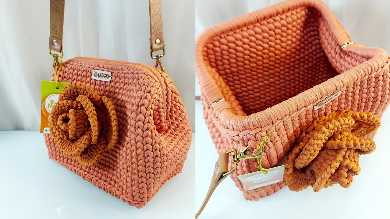 Bolsa Mariflor ,bolsa com fecho boca de lobo +fio de malha aula completa. #crochedananda #crochet