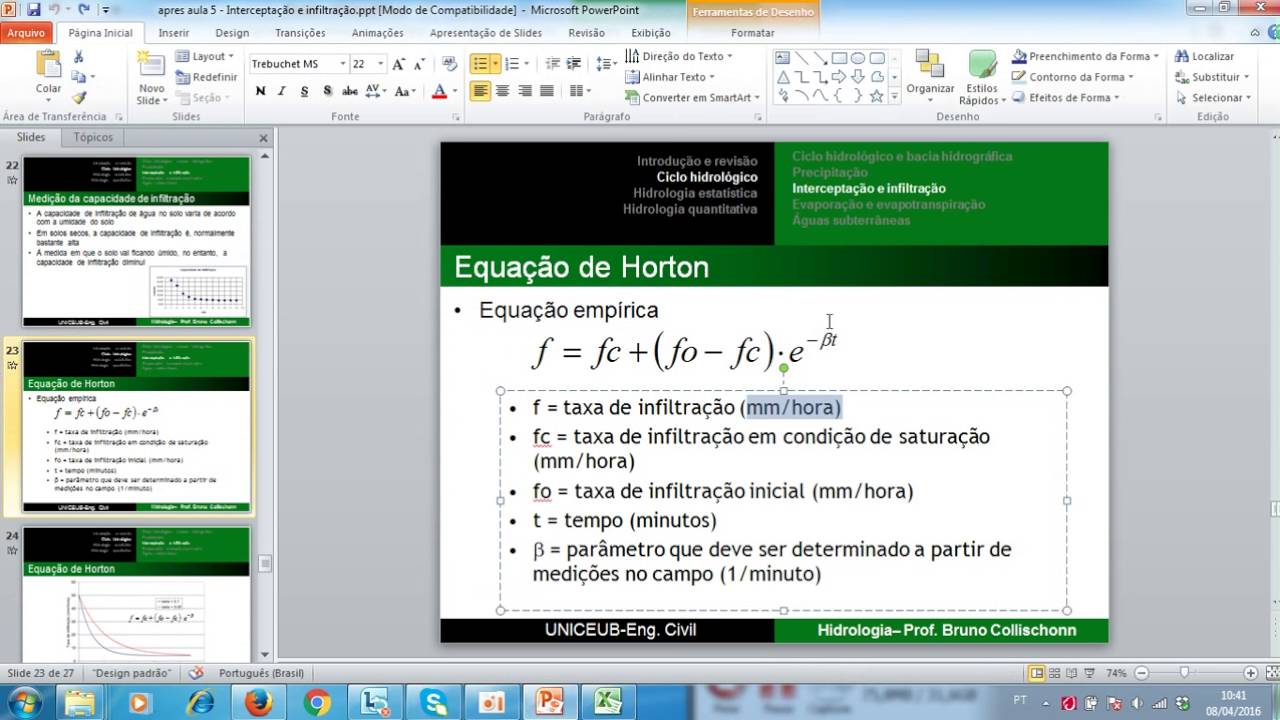exercício infiltração - hidrologia