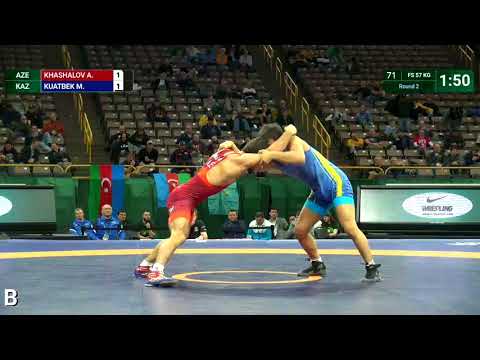 Round 2 FS - 57 kg: A. KHASHALOV (AZE) v. M. KUATBEK (KAZ)