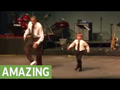 Tap dance showdown between toddler and seasoned pro