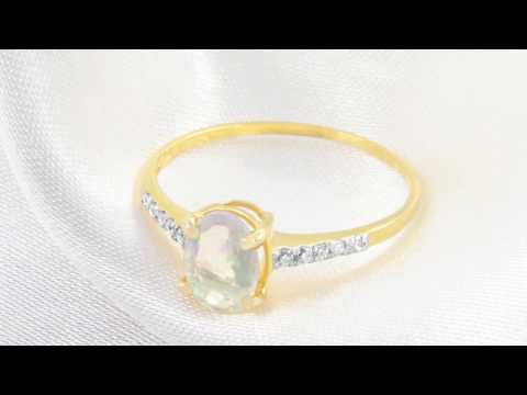 TELEIOS LUXE 18K GOLD 0.5CT OVAL OPAL 0.07CT DIAMONDS RING - 6.5 US - TL0000087