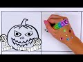 How To Draw Halloween Party- Pumpkin Ghost Spider  Witch And Others- Glitter Art For Kids